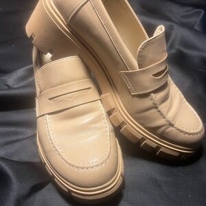 Chunky Penny Loafers in Beige